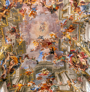 Sant Ignazio church ceiling frescoe, Rome, Italy