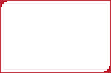 Elements of oriental frames. Red on white rectangle lines border chinese style. Design print for greeting cards, wedding invitations, restaurant menu, royal certificates. Set 25A © asesidea