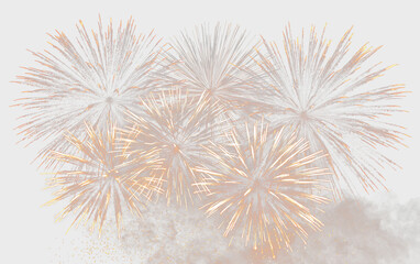 Obraz premium Magical Golden Fireworks with Glittering Explosion PNG