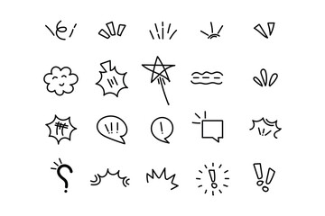 Fototapeta premium Simple hand-drawn icons set for comic and cartoon visual effects