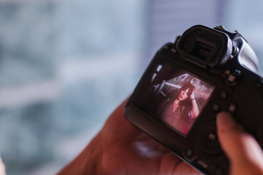 Picture of a model on display of a digital camera