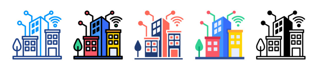 Obraz premium Smart City Icon Sheet Multiple Style Collection 