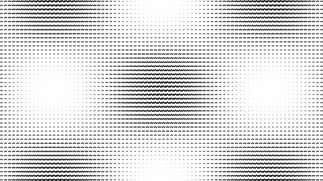 Black square halftone pattern with a horizontal gradient effect on a white background, creating a repeating grid of small geometric shapes