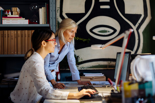 Colleagues working in architect's office