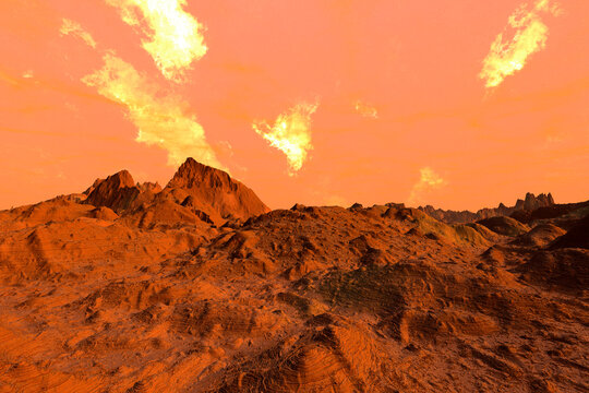 3D rendered illustration of the surface of planet mars