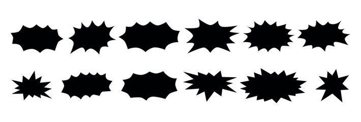 Empty comic speech bubbles set with black halftone shadows. © Sohail M