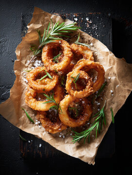 Crispy Onion Rings With Ketchup .AI Generative