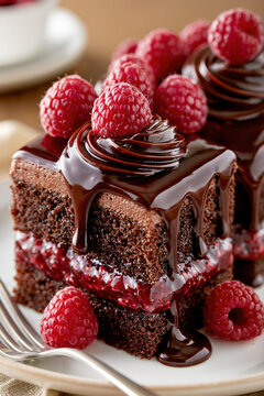 Luxury Chocolate Berry Cake with Mirror Glaze &ndash; AI Generative
