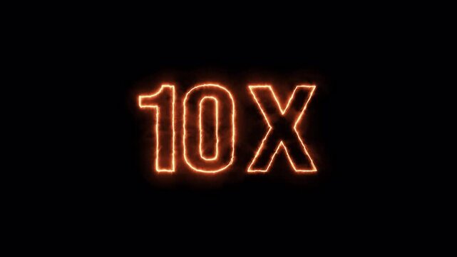 3X Neon Fire Text Animation on Black Background .3X Fire Number Animation for Multiplier, Boost Concept . Animation .Neon Red 3X Sign Burning Animation in 4K