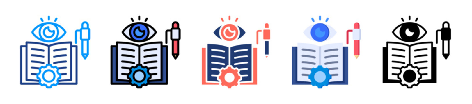 Supervised Learning Icon Sheet Multiple Style Collection 