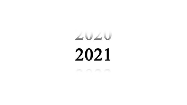 Time passing concept: animated years scrolling through decades on white background, calendar countdown