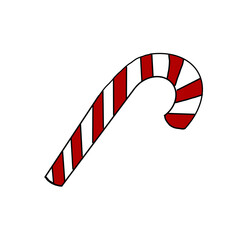 Fototapeta premium Cute hand drawn red and white striped candy cane