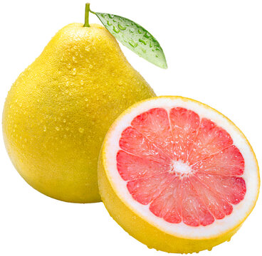 Fresh Yellow pomelo on white background, Fresh Yellow pomelo Grapefruit on White Background, High resolution photography With png file.