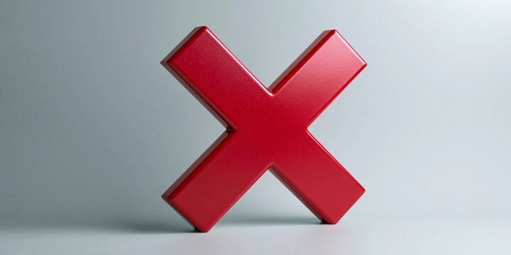 Red 3D Cross Symbol on Gray Background