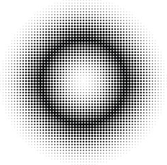 Circular halftone ring pattern with varying dot sizes creating a gradient effect isolated on a plain white background, surface area © Mst Amena Begum