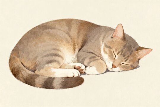 Cute Tabby Cat Sleeping in a Cozy Pose