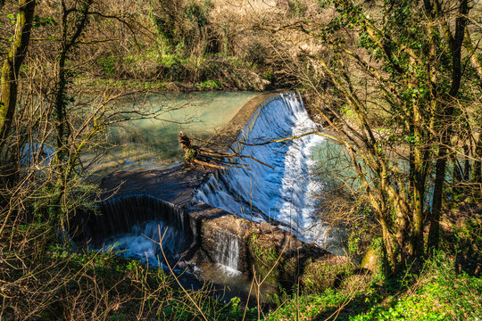 Hike along the Treja river valley, near the village of Mazzano Romano. Lazio, central Italy.