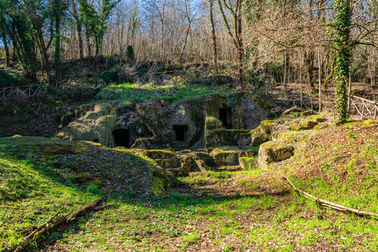 Hike along the Treja river valley, near the village of Mazzano Romano. Lazio, central Italy.