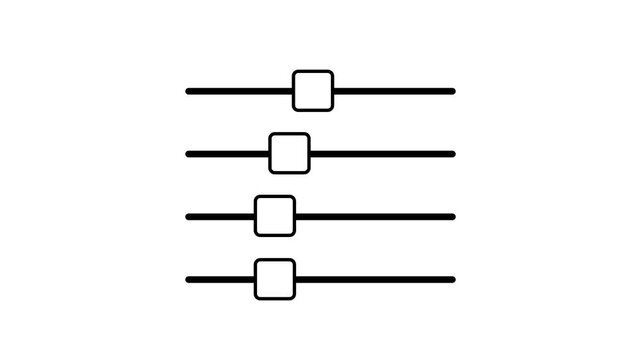 Four horizontal lines each featuring an adjustable slider toggle representing settings, equalizer controls or customizable preference adjustments