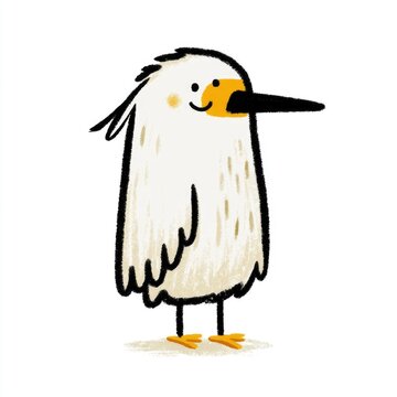 Cute little egret bird doodle illustration