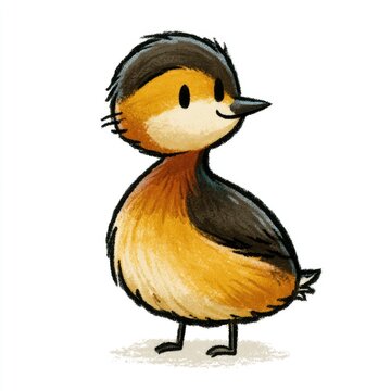 Cute little grebe bird doodle illustration