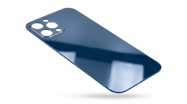 Modern smartphone back cover with dual cameras and flash. Sleek mobile device rear panel featuring glossy glass finish and high-tech lens array.