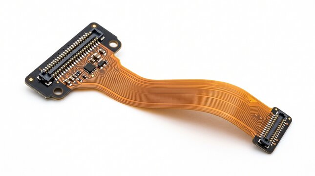 Mobile phone motherboard flex cable. Smartphone internal connector ribbon component.