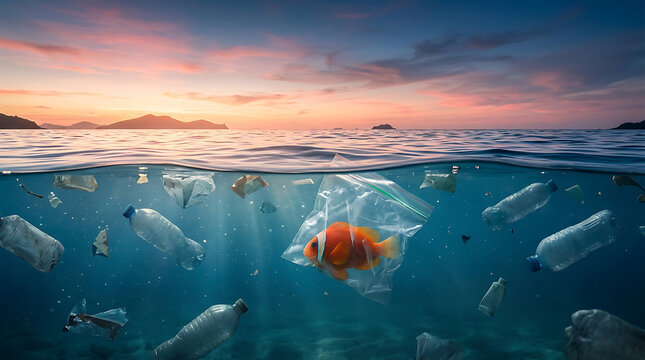 Ocean pollution crisis plastic bottles and trash harming marine life and ecosystems