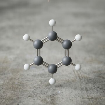 Benzene molecule model scientific representation.