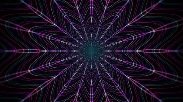 Colorful abstract lines create a swirling pattern in motion