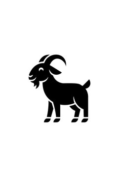 Goat emblem simple illustration style flat graphic depiction icon 