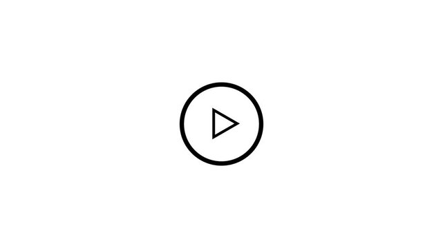 Minimalist white video play button icon on.