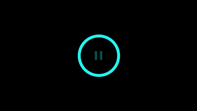 play and stop button on black screen. Animation play and stop button icon.