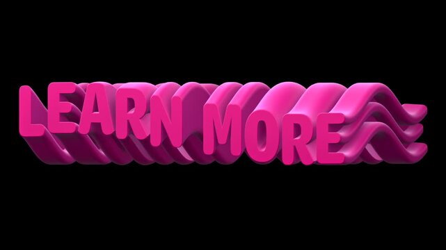 Learn More - Social Media 3D Waving Title Loop On Alpha