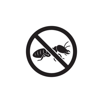 Black termite icon with black prohibition sign vector illustration design on white background.etsy