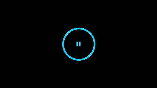 play and stop button on black screen. Animation play and stop button icon.