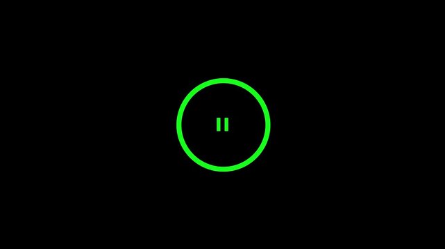 play and stop button on black screen. Animation play and stop button icon.