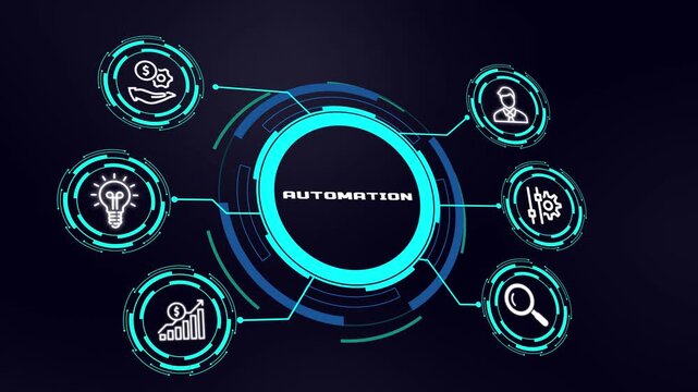 Business Automation Concept. Intelligent Workflow, Process Optimization, Artificial Intelligence, Digital Transformation and Technology Concept.