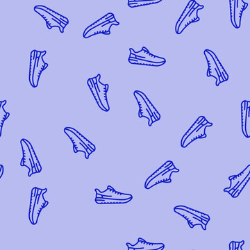 casual travel sneakers footwear tourism vector line seamless pattern casual travel sneakers footwear tourism sign illustration
