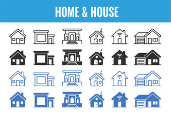 Fototapeta premium Set of home and house icons for real estate property and residential web design