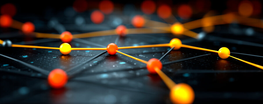 Yellow glowing roadmap checkpoints on dark background representing strategic business execution
