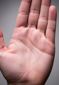 Detailed Macro Shot Of An Open Human Palm Showing Skin Textures And Lines