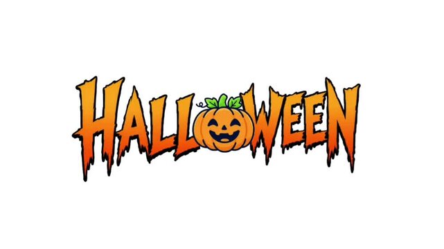 Halloween Horror Typography Animation with Jack O Lantern Lettering on White Background | Spooky Motion Graphic