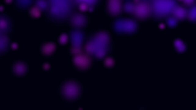 Purple pink bokeh blur animation scatters across dark background. Bokeh blur out of focus light dots creates ambient moods. Blur animation layout loops perfectly for video.