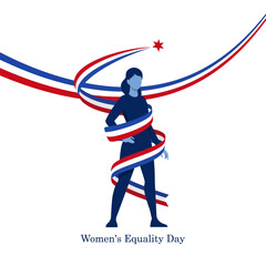 Fototapeta premium Women's Equality Day Female Empowerment Vector Illustration with Ribbon Design