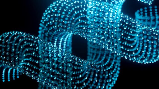 Glowing Blue Wireframe Network Loop Animation 3d render