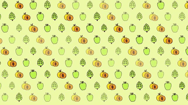 Cute Green Fruits Seamless Pattern Animated Background