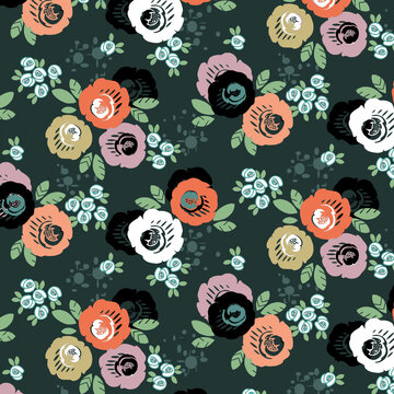 Pattern de roses ann&eacute;es 3O au raccord pour de l'imprim&eacute; textile