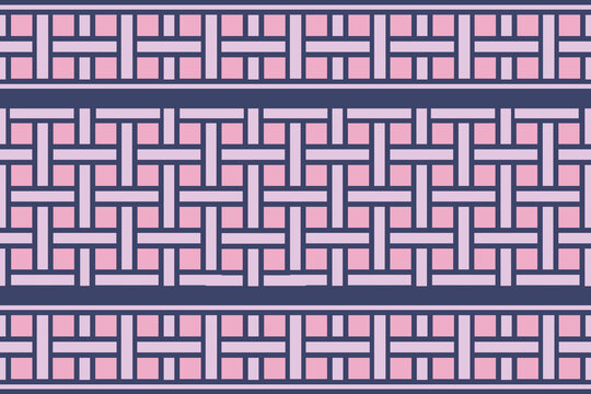 Seamless pink checkered pattern with horizontal alignment; designed for decorating fabrics, clothing, rugs, and backgrounds.
