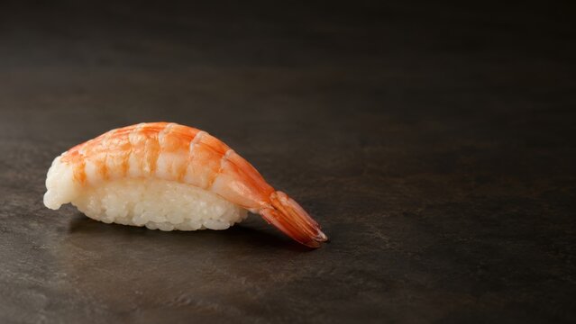 Ebi Shrimp Nigiri Sushi with Right Copy Space